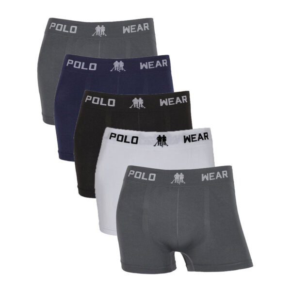 Kit 5 Cuecas Boxer Polo Wear Lisa Microfibra Masculina Sem Costura